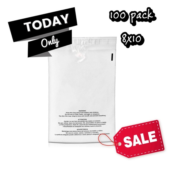 100 8x10 Clear Poly Bags Self Sealing Poly Mailers with Warning - Picture 1 of 3